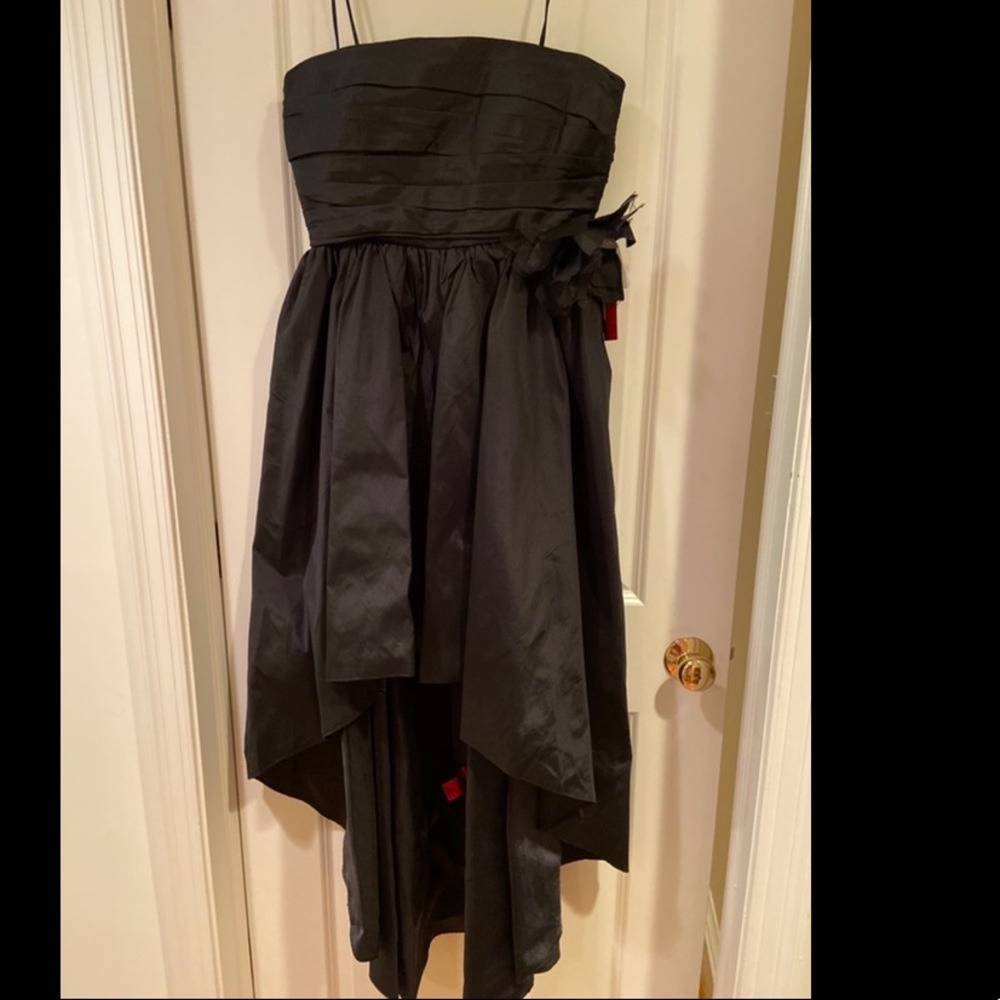 NWT Taffeta high low black strapless dress 14